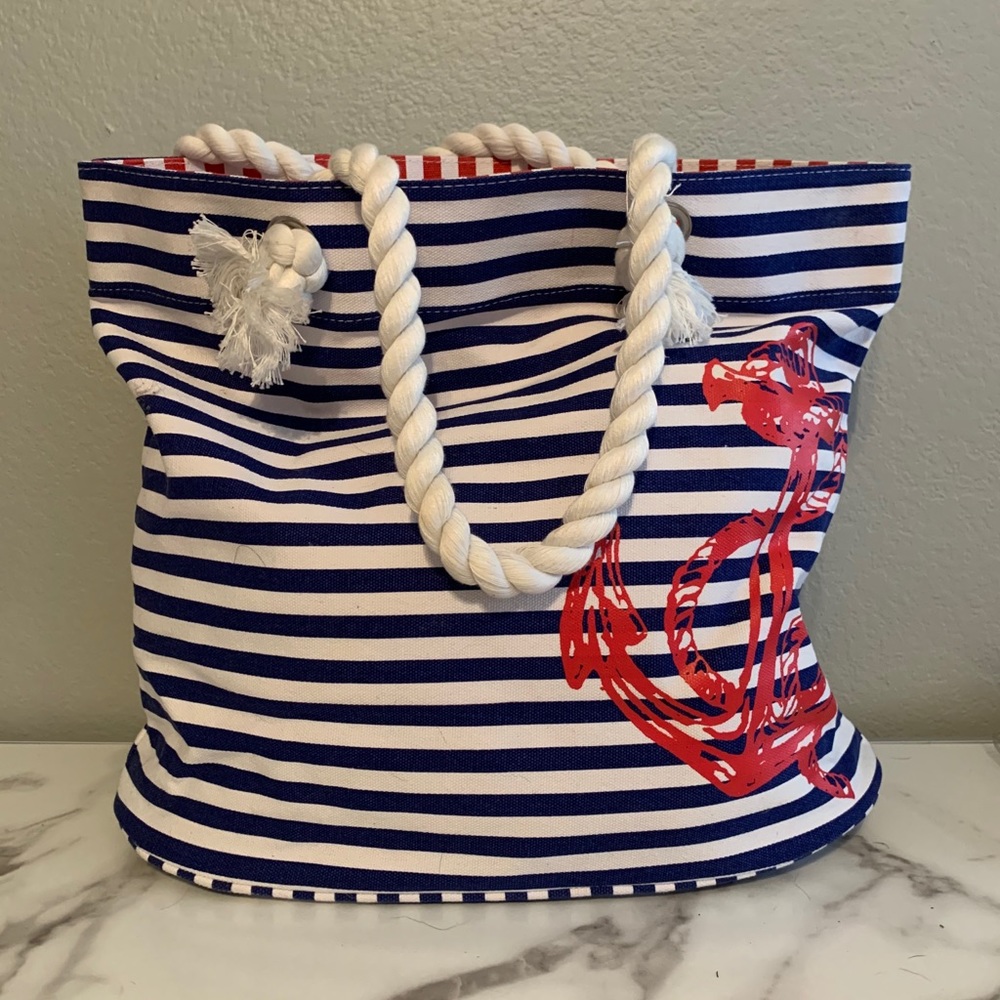 Anchor Striped Beach Bag